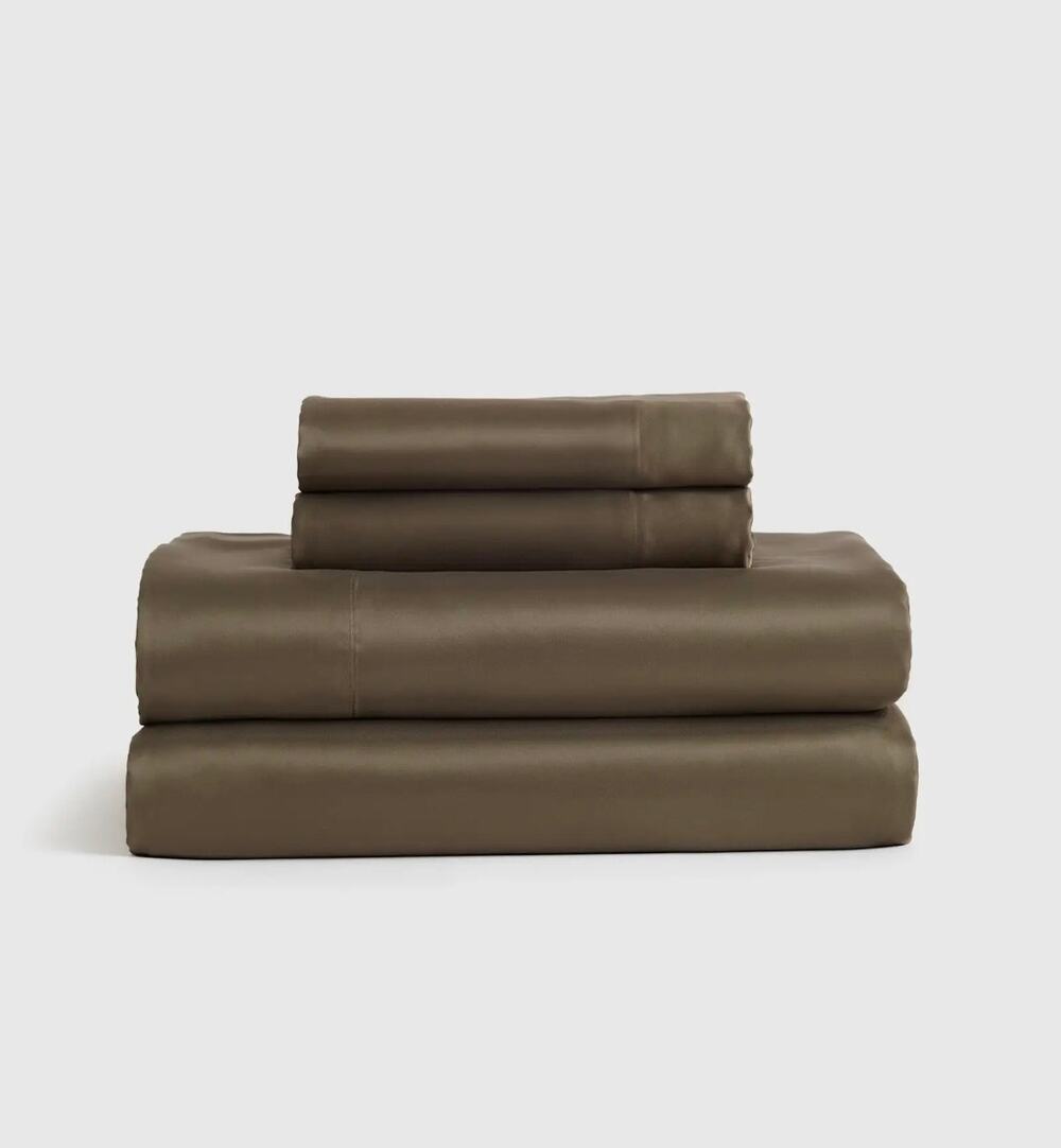 New Quince Organic Bamboo Viscose Sheet Set 4pc King 2 Shams Dusty Olive